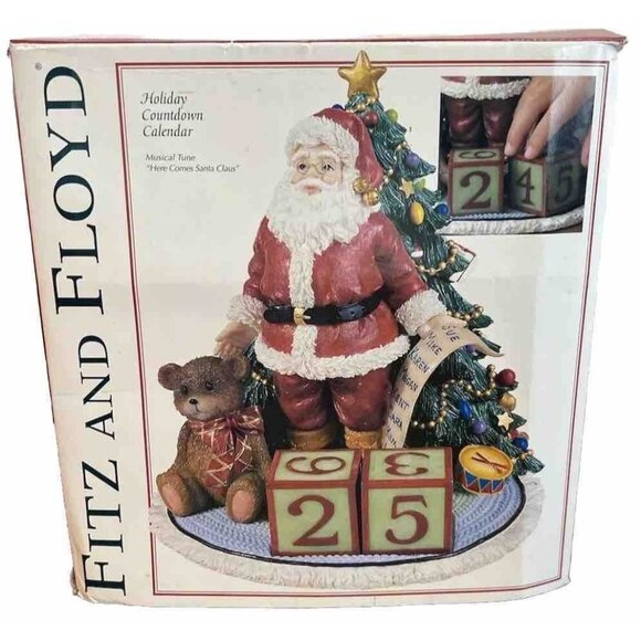 Fitz & Floyd Santa Count Down Calendar Christmas Blocks Musical Here Comes Santa - Picture 9 of 11